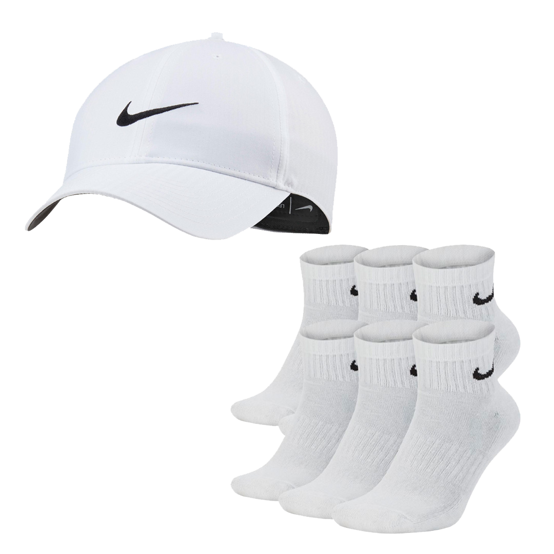 L91 Cap Tech and White/Black & Everyday Cushioned Socks (6-Pair) by Nike