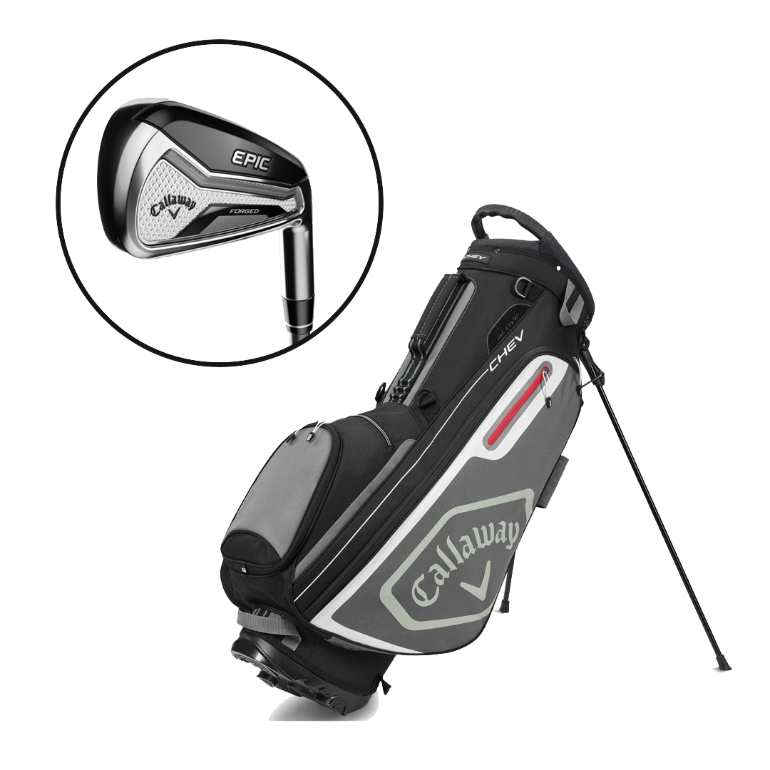 Callaway Epic Forged Iron Set - Graphite Shafts & Callaway Chev Stand Bag 2020 - Black/Charcoal by Callaway