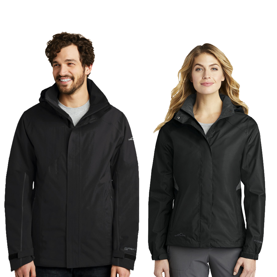 Men's WeatherEdge Plus Insulated Jacket & Ladies Rain Jacket by Eddie Bauer