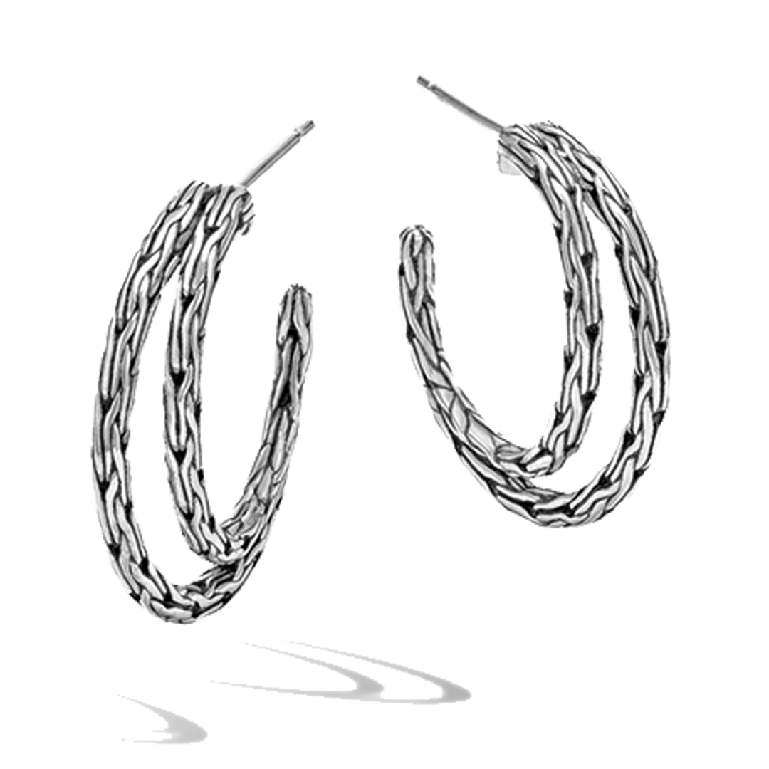 Classic Chain Silver Hoop Earrings by John Hardy