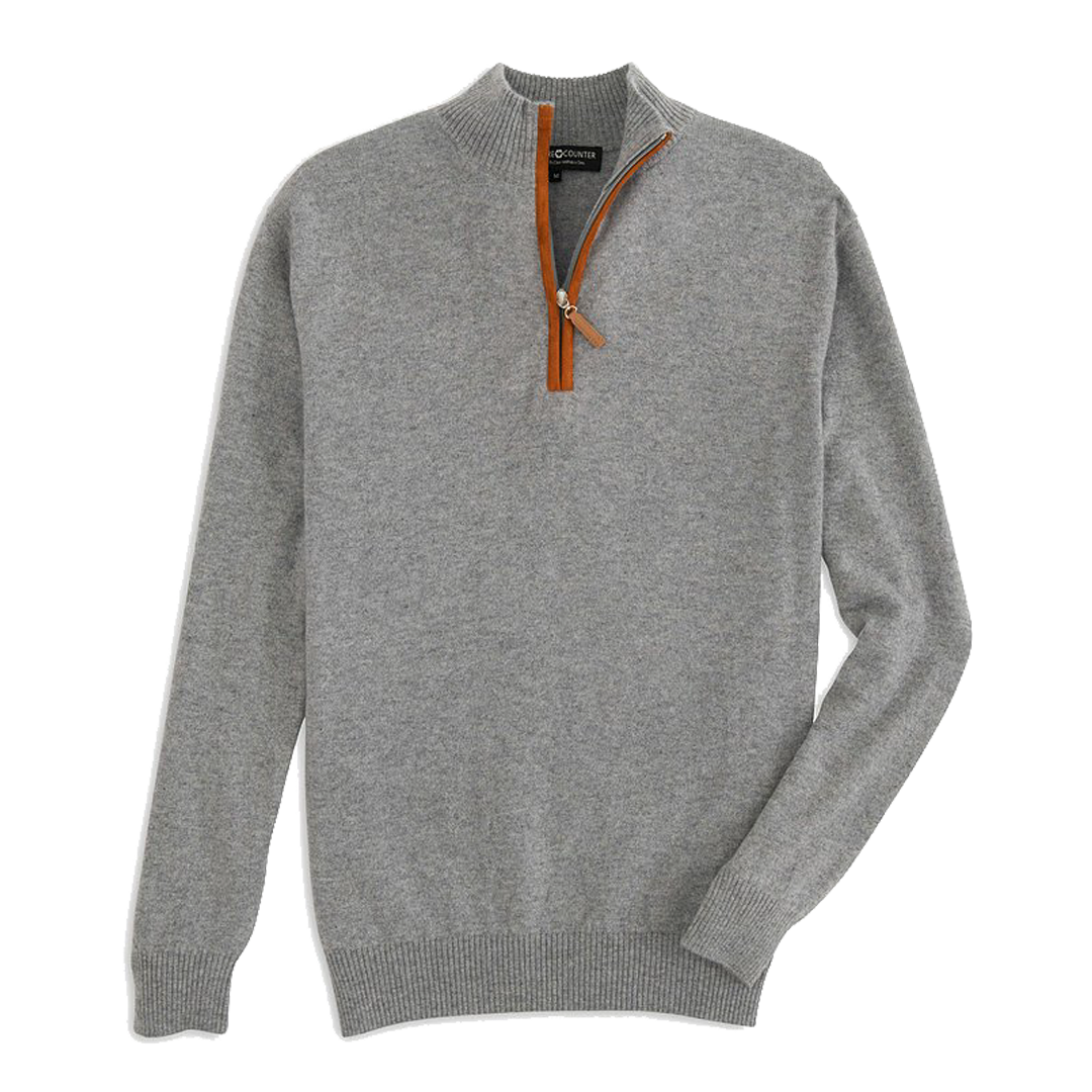 Men's 1/4 Zip Cashmere Cardigan - Grey by Cashmere Counter
