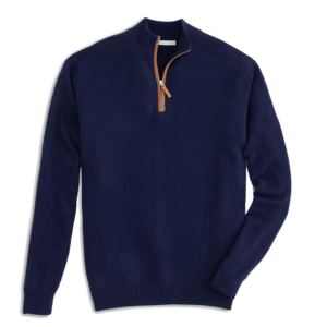 Men's 1/4 Zip Cashmere Cardigan - Navy by Cashmere Counter
