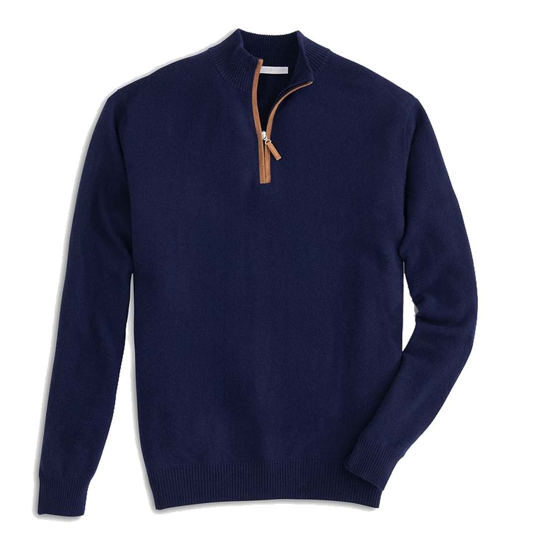 Men's 1/4 Zip Cashmere Cardigan - Navy by Cashmere Counter